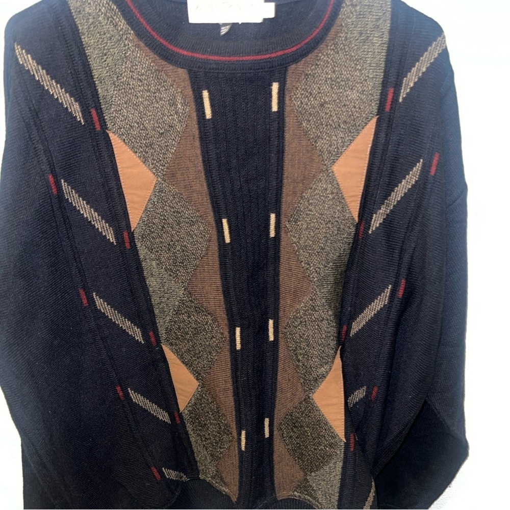 Vintage Norm Thompson Sweater Navy Mens Size XL Acrylic Wool VTG